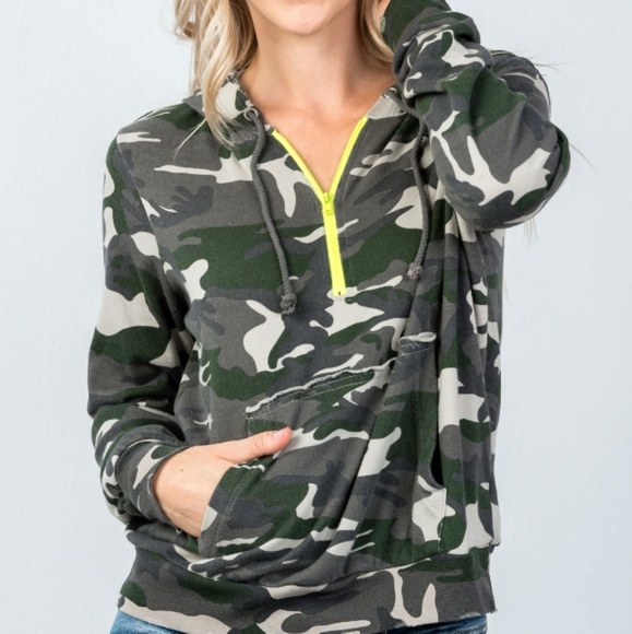 1 LEFT!💙Camo Half Zip Hoodie Sweatshirt - Picture 3 of 3